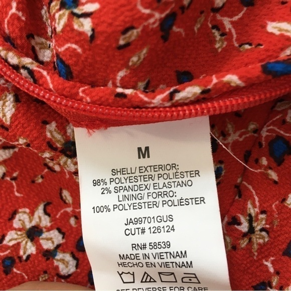 Speechless Boho Orange Floral V-neck short Puff Sleeve A-line Mini Dress - Picture 10 of 16